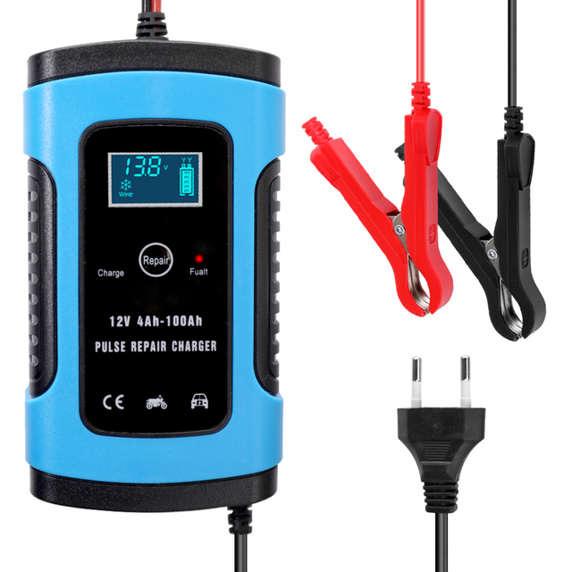 12V 6A Full Automatic Car Battery Charger Power Pulse Repair Chargers Wet Dry Lead Acid Battery-chargers Digital LCD Display