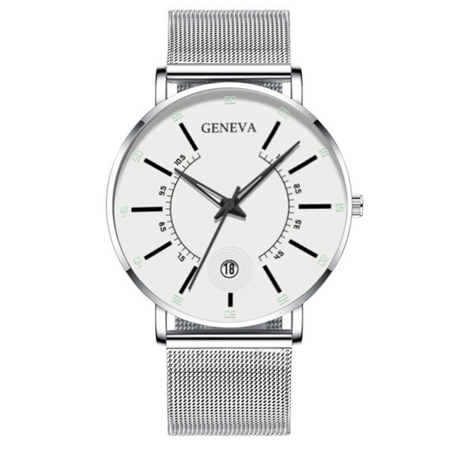 Mens Fashion Business Minimalist Watches Ultra Thin Stainless Steel Mesh Band Analog Quartz Wrist Watch
