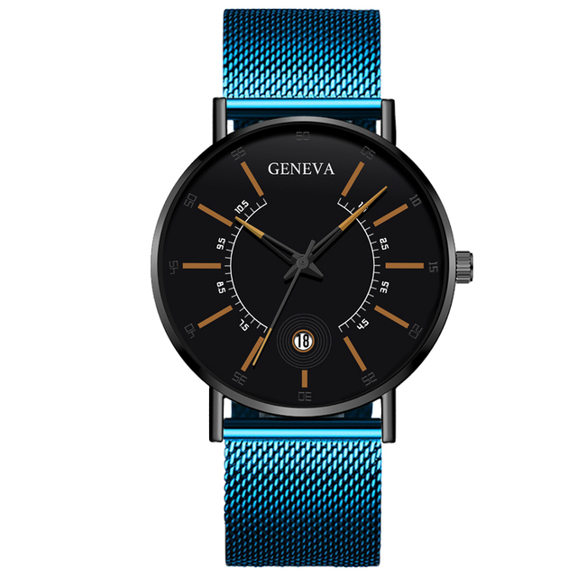 Mens Fashion Business Minimalist Watches Ultra Thin Stainless Steel Mesh Band Analog Quartz Wrist Watch