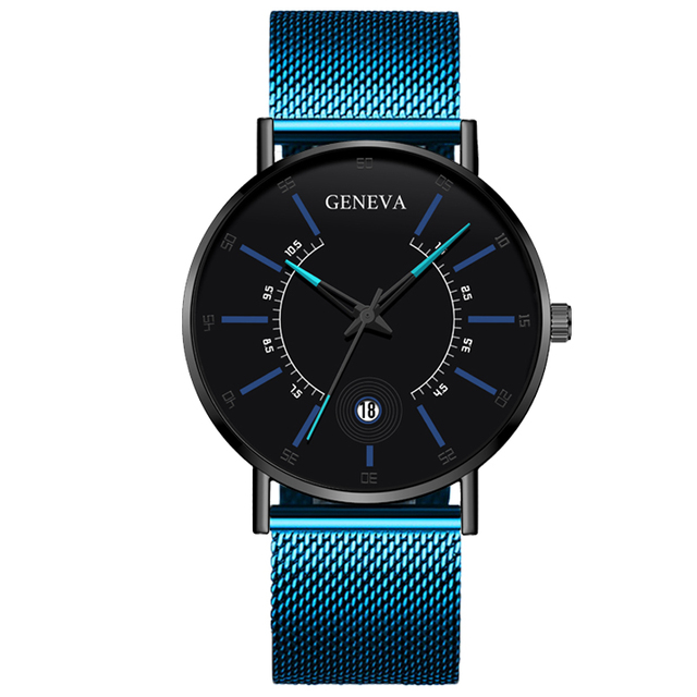 Mens Fashion Business Minimalist Watches Ultra Thin Stainless Steel Mesh Band Analog Quartz Wrist Watch
