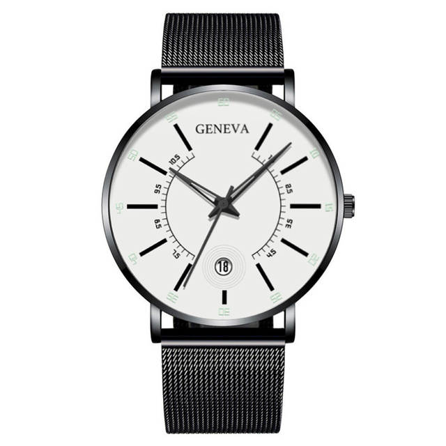 Mens Fashion Business Minimalist Watches Ultra Thin Stainless Steel Mesh Band Analog Quartz Wrist Watch