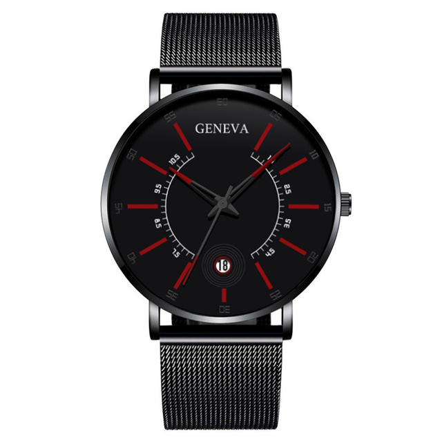 Mens Fashion Business Minimalist Watches Ultra Thin Stainless Steel Mesh Band Analog Quartz Wrist Watch