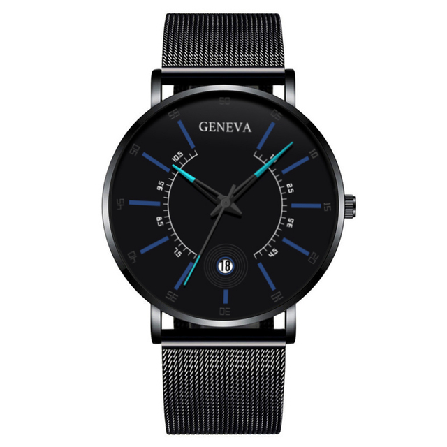 Mens Fashion Business Minimalist Watches Ultra Thin Stainless Steel Mesh Band Analog Quartz Wrist Watch