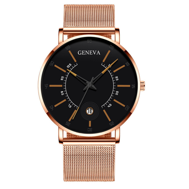 Mens Fashion Business Minimalist Watches Ultra Thin Stainless Steel Mesh Band Analog Quartz Wrist Watch