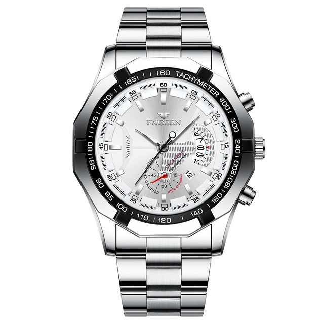 Brand Top Men's Watch Fashion Waterproof Non-mechanical Super Large Dial Stainless Steel Automatic Calendar Watch