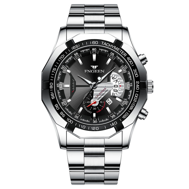 Brand Top Men's Watch Fashion Waterproof Non-mechanical Super Large Dial Stainless Steel Automatic Calendar Watch