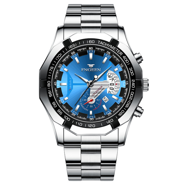 Brand Top Men's Watch Fashion Waterproof Non-mechanical Super Large Dial Stainless Steel Automatic Calendar Watch