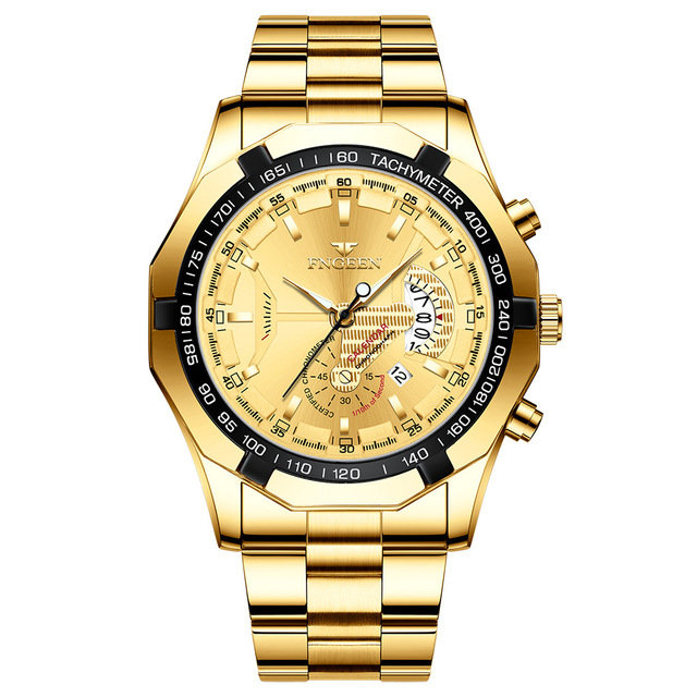 Brand Top Men's Watch Fashion Waterproof Non-mechanical Super Large Dial Stainless Steel Automatic Calendar Watch