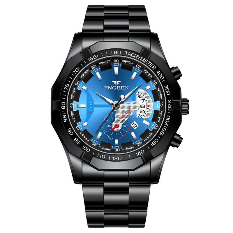 Brand Top Men's Watch Fashion Waterproof Non-mechanical Super Large Dial Stainless Steel Automatic Calendar Watch