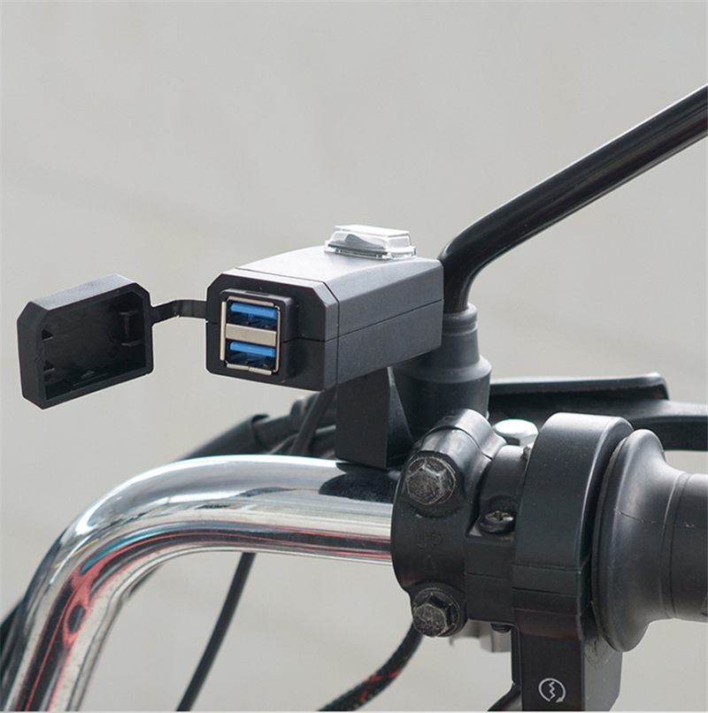 Motorcycle QC3.0 USB Charger Waterproof Dual USB Moto Quick Change QC 3.0 Fast Charging 12-24V for motocicleta 22mm Handlebar