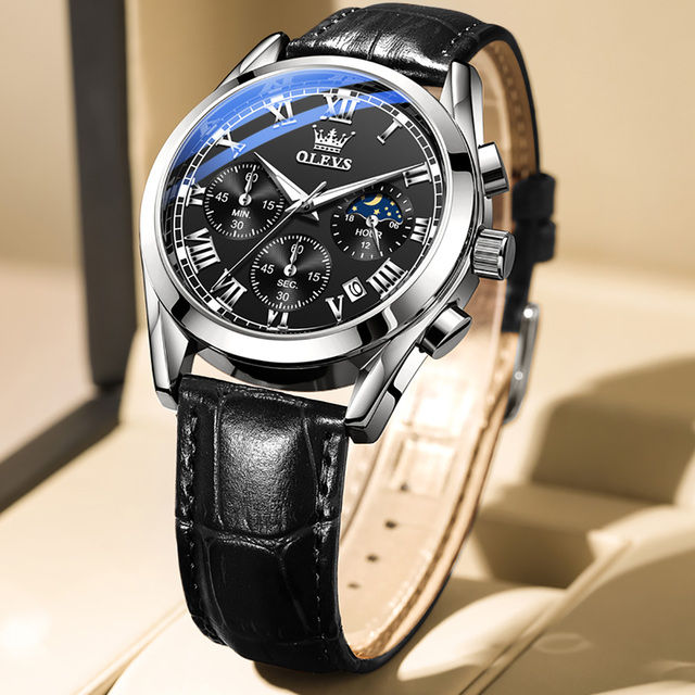 Elite Mens Quartz Watches Business Dress Waterproof Wristwatch Men Luxury Luminous Breathable Leather Sport watch men Gift