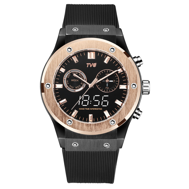 Men Watch Waterproof Dual Display Quartz Watch Stainless Steel Case LED Digital Real Small Dial Luxury Men Clock