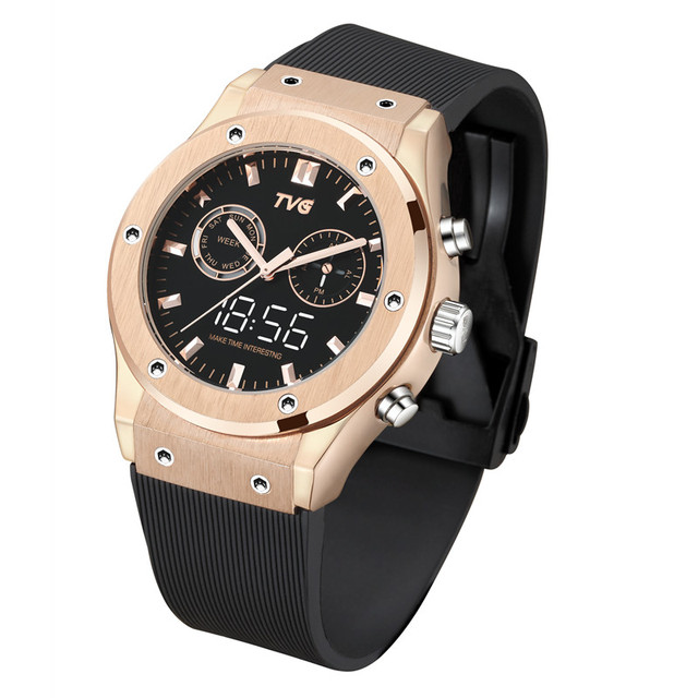Men Watch Waterproof Dual Display Quartz Watch Stainless Steel Case LED Digital Real Small Dial Luxury Men Clock