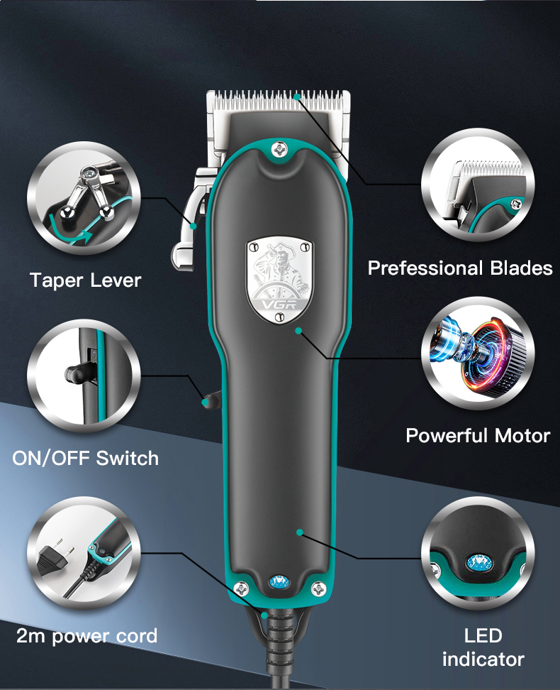 Hair Cutting Machine Professional Hair Clipper Electric Hair Clipper Wired Haircut Machine Barber Home Trimmer for Men V-123