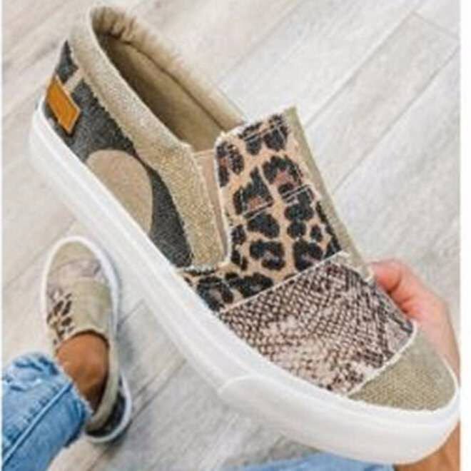Women's Slip-on Slip-on Shoes Colorblock Large Size Casual Canvas Flats