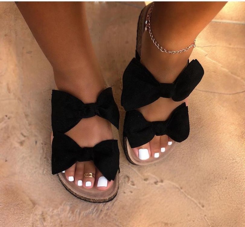 Fashion 2022 Season New Double Bow Knot Women's Slippers