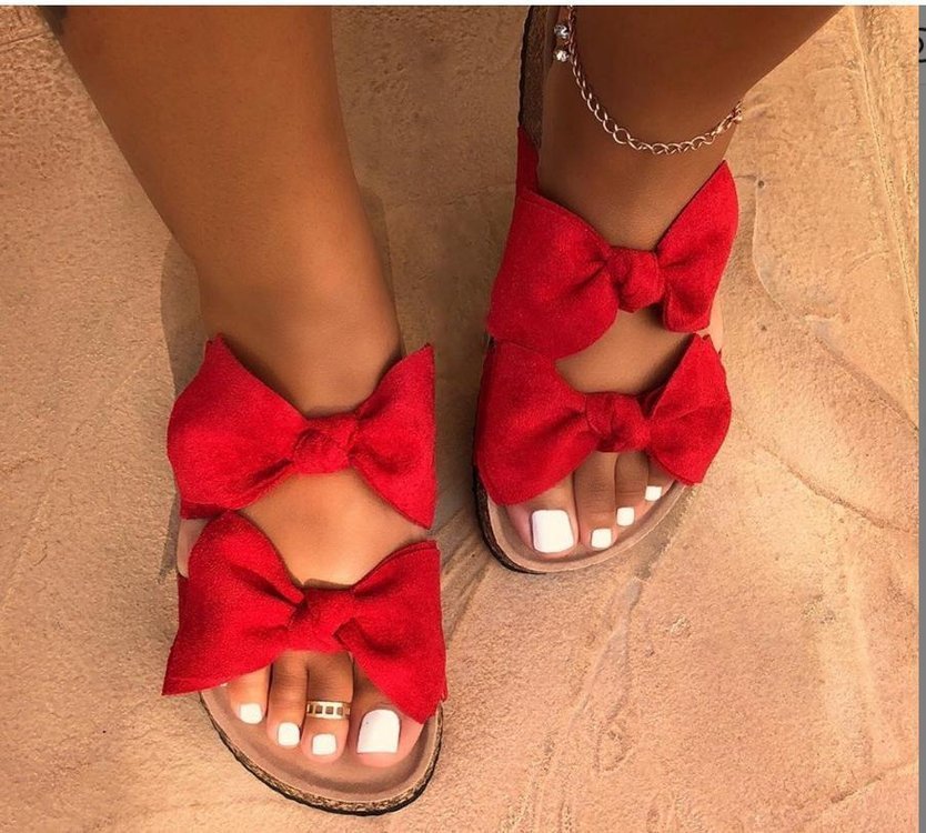 Fashion 2022 Season New Double Bow Knot Women's Slippers