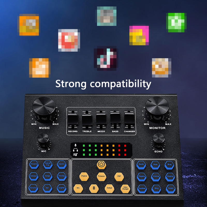External Multi-function Sound Card Bluetooth-compatible Sound Board Live Kits Smart Noise Canceling DJ Studio Streaming