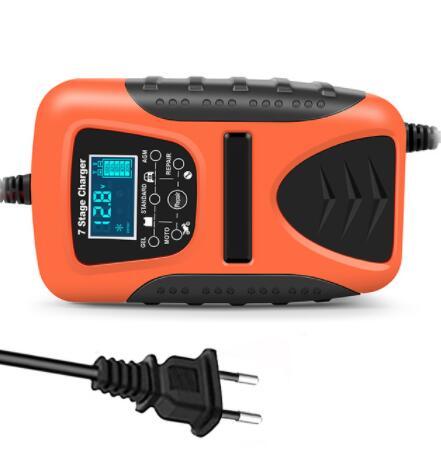 Automatic12V 7A Car Battery Charger Pulse Repair Charger Lead Acid Battery Charger 7-Stage Smart Battery Charger LCD Display