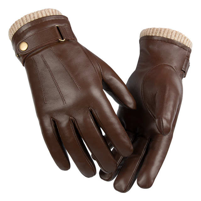 Men Women Genuine Leather Gloves Winter Touch Screen Glove Outdoor Cycling Motorcycle Warm Thickening Full Finger Riding Gloves