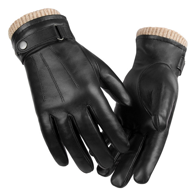 Men Women Genuine Leather Gloves Winter Touch Screen Glove Outdoor Cycling Motorcycle Warm Thickening Full Finger Riding Gloves