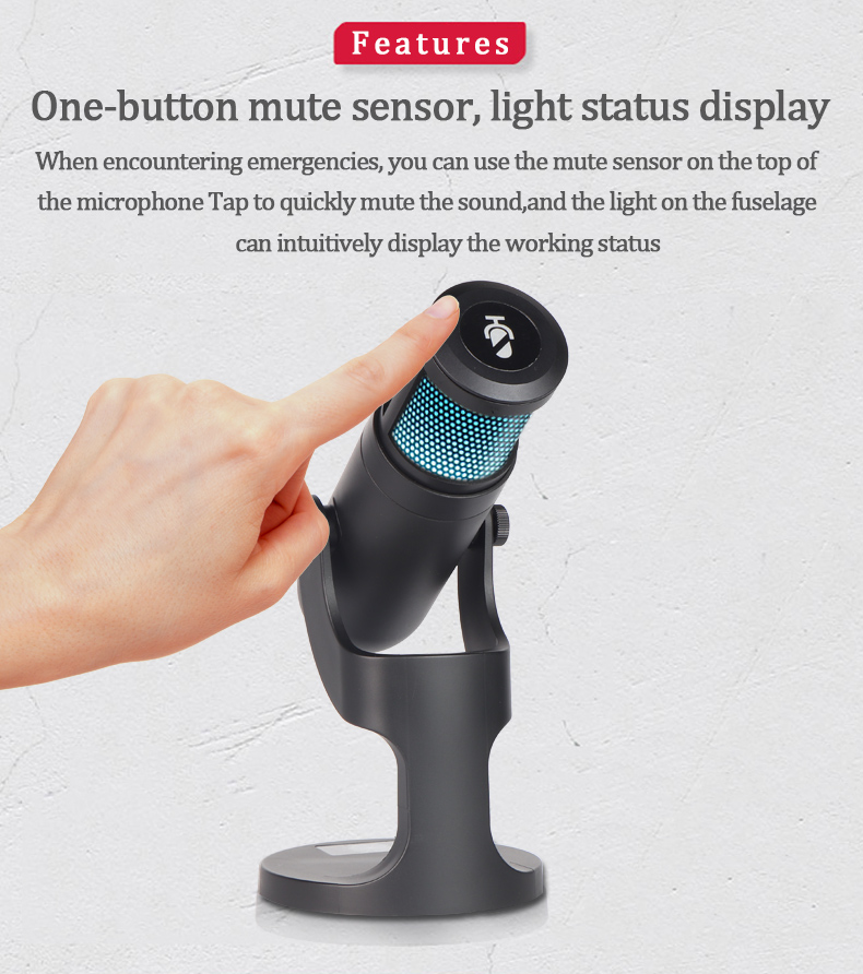 Condenser Microphone for iPhone Android laptop Computers Professional USB Mic with Earphone jack for Gaming Streaming