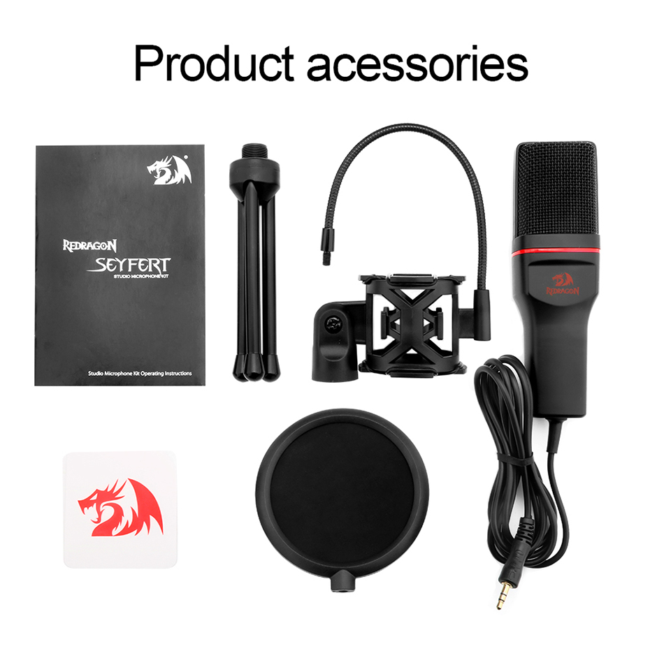 GM100 Seyfert Omni Condenser Microphone With Tripod Audio 3.5mm Computer Studio For PC Phone Karaoke Recording