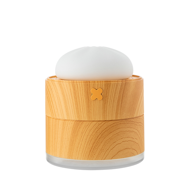 400ML Steamed Stuffed Bun Air Humidifier Purifier USB Wood Grain Aroma Diffuser with LED Light For Home Room Aromatic Freshener