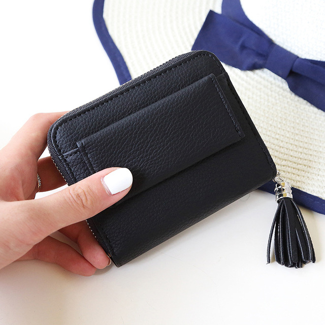 Tassel Women Wallet Small Cute Wallet Women Short Leather Women Wallets Zipper Purses  Female Coin Purse Clutch