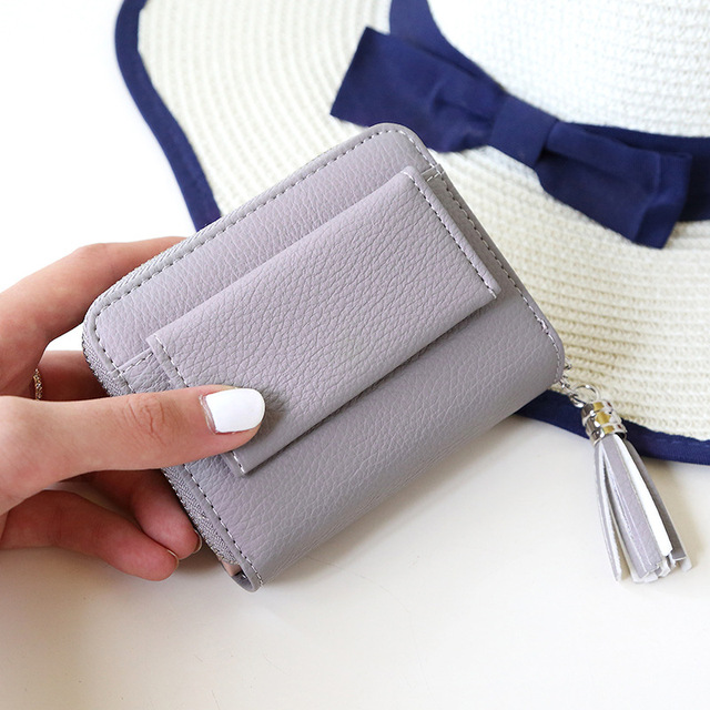 Tassel Women Wallet Small Cute Wallet Women Short Leather Women Wallets Zipper Purses  Female Coin Purse Clutch