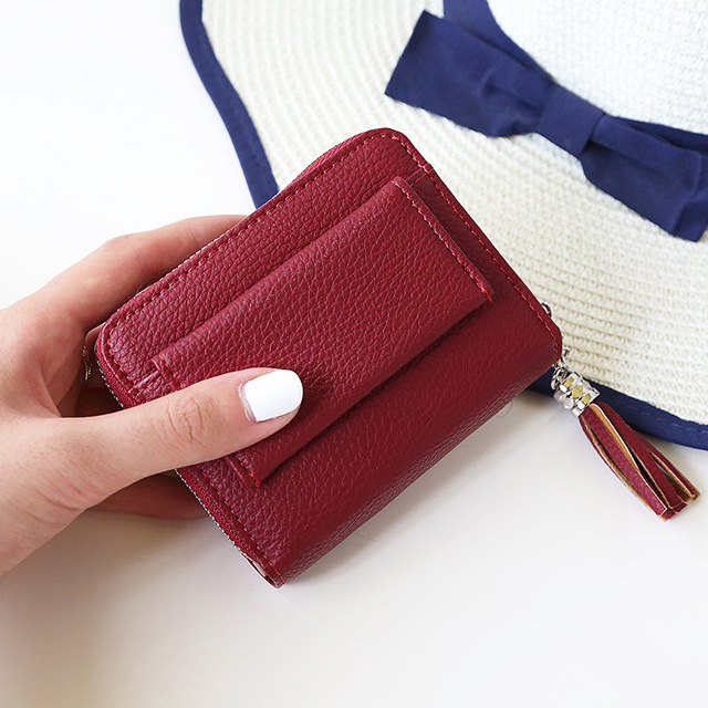 Tassel Women Wallet Small Cute Wallet Women Short Leather Women Wallets Zipper Purses  Female Coin Purse Clutch
