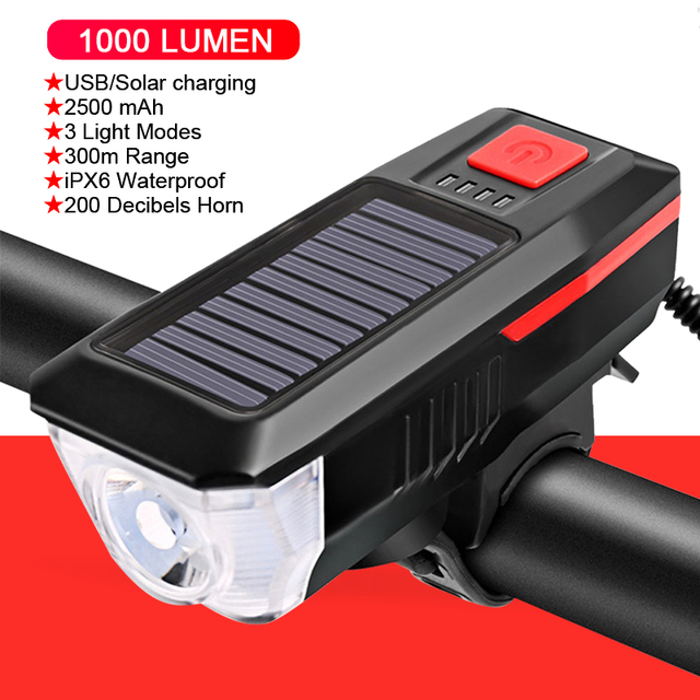 Bike Light Front with Horn Flashlight USB Charging Headlight for Cycling Lantern Lamp Luces Bicicleta Bicycle Accessories