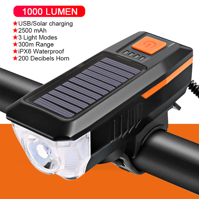 Bike Light Front with Horn Flashlight USB Charging Headlight for Cycling Lantern Lamp Luces Bicicleta Bicycle Accessories