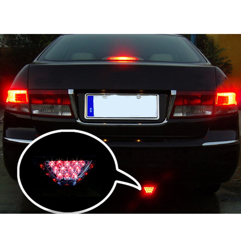 12 LED Universal CarRear Laser Tail Brake DRL Stop Light Auto Fog Lamp F1 Style Triangle