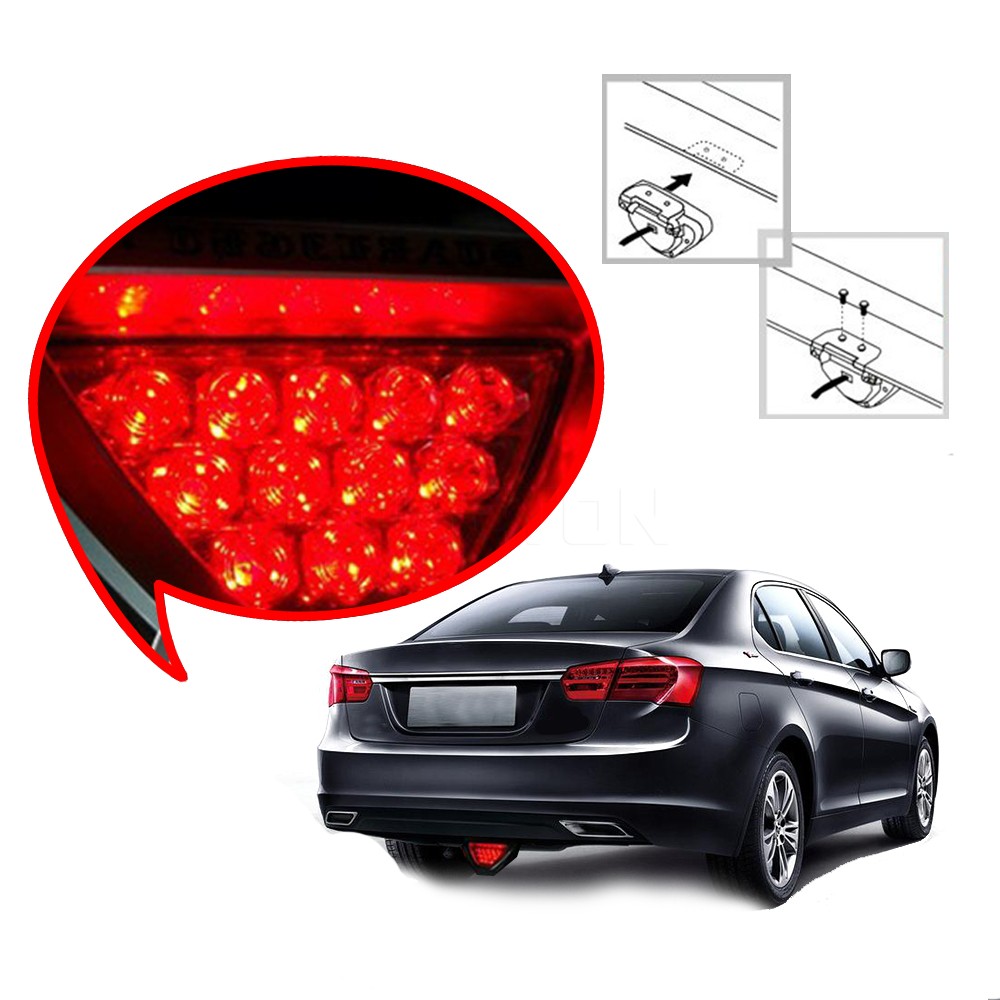 12 LED Universal CarRear Laser Tail Brake DRL Stop Light Auto Fog Lamp F1 Style Triangle