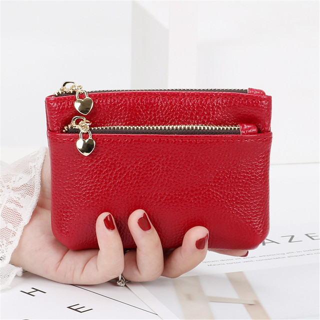 Fashion Lychee Pattern Pu Leather Coin Purse  Mini Change Purses Women'S Wallets Card Holder Zipper Pouch Key Pocket Case