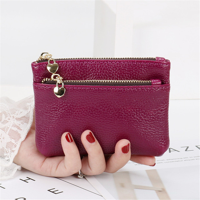 Fashion Lychee Pattern Pu Leather Coin Purse  Mini Change Purses Women'S Wallets Card Holder Zipper Pouch Key Pocket Case