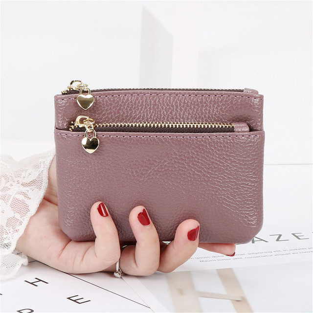 Fashion Lychee Pattern Pu Leather Coin Purse  Mini Change Purses Women'S Wallets Card Holder Zipper Pouch Key Pocket Case