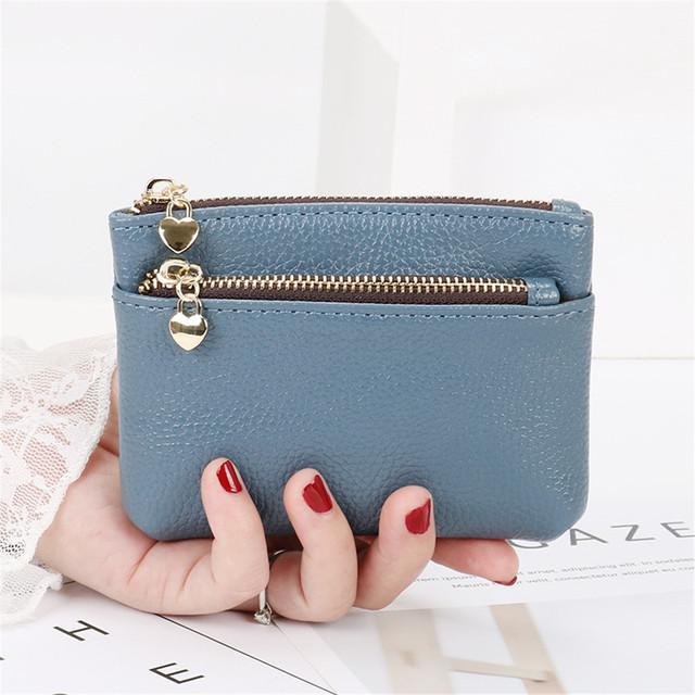 Fashion Lychee Pattern Pu Leather Coin Purse  Mini Change Purses Women'S Wallets Card Holder Zipper Pouch Key Pocket Case