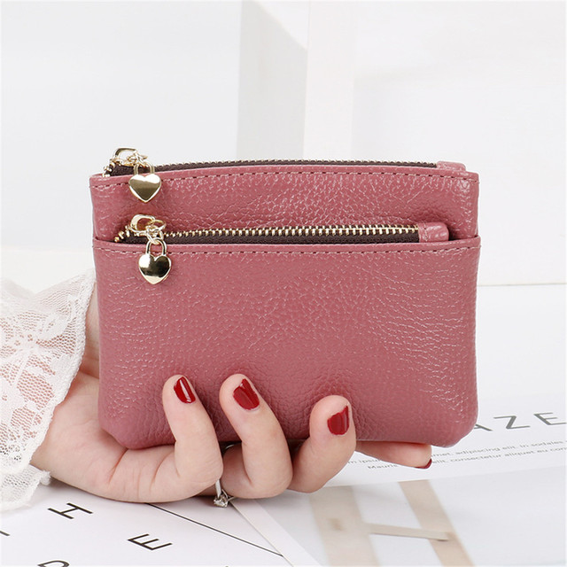 Fashion Lychee Pattern Pu Leather Coin Purse  Mini Change Purses Women'S Wallets Card Holder Zipper Pouch Key Pocket Case