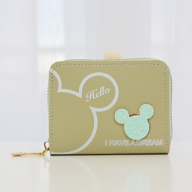 Wristlet Wallet Women Wallets Long And Short Mickey Clutch Coin Purse Trendy Slim Zipper Money Bag PU Leather Purse Card Holder