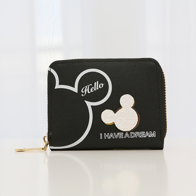 Wristlet Wallet Women Wallets Long And Short Mickey Clutch Coin Purse Trendy Slim Zipper Money Bag PU Leather Purse Card Holder
