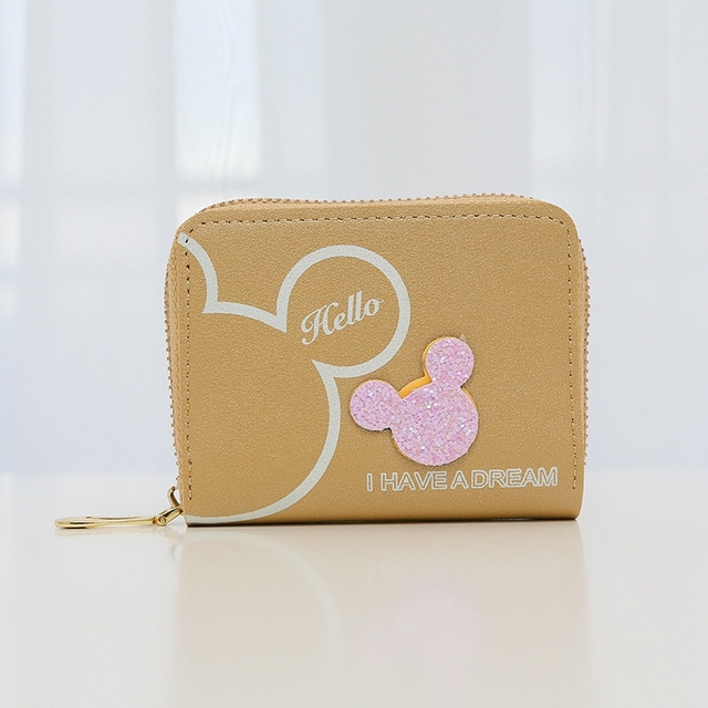 Wristlet Wallet Women Wallets Long And Short Mickey Clutch Coin Purse Trendy Slim Zipper Money Bag PU Leather Purse Card Holder