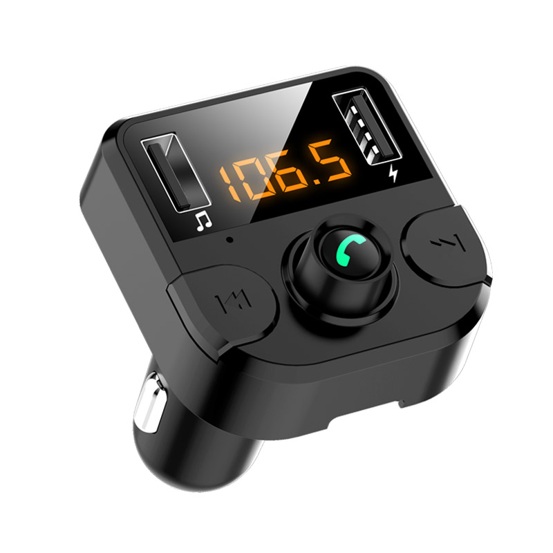 Bluetooth 5.0 Car Kit Wireless FM Transmitter Handsfree Calling A2DP Music Playing 2.1A 1A Dual USB Car Charger