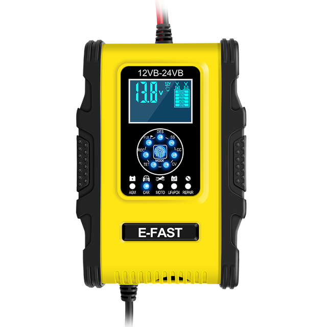 12V/24V Car Battery Charger Multiple Protection Fully Automatic Intelligent Pulse Repair Chargers 7-stage Automatic Charging