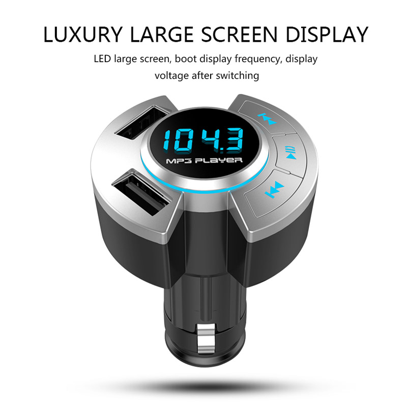 Bluetooth Car Kit Handsfree Calling Carkit Wireless FM Transmitter Car MP3 Player Dual USB Car Charger