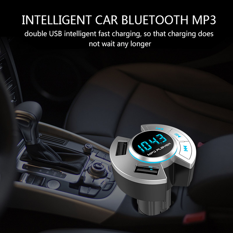 Bluetooth Car Kit Handsfree Calling Carkit Wireless FM Transmitter Car MP3 Player Dual USB Car Charger