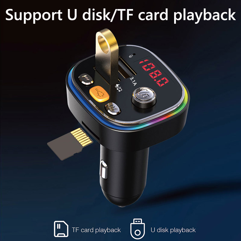 FM Transmitter Car MP3 Player 3.1A Fast Charging USB Car Charger Handsfree Bluetooth-compatible 5.0 Car Kit FM Modulator
