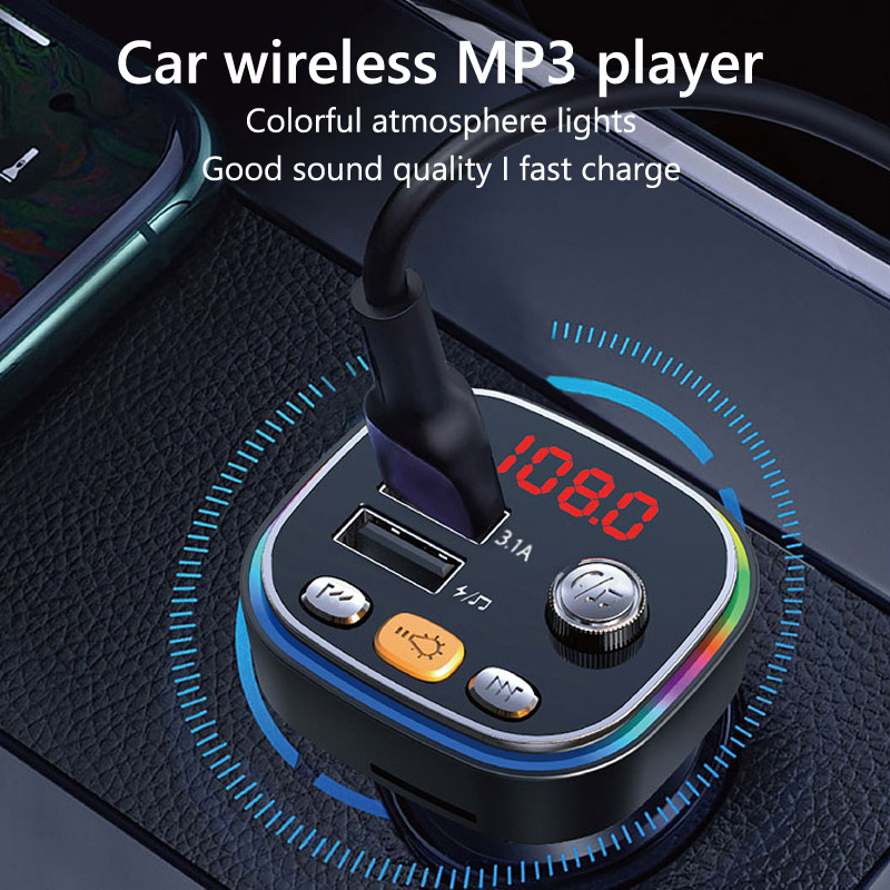 FM Transmitter Car MP3 Player 3.1A Fast Charging USB Car Charger Handsfree Bluetooth-compatible 5.0 Car Kit FM Modulator