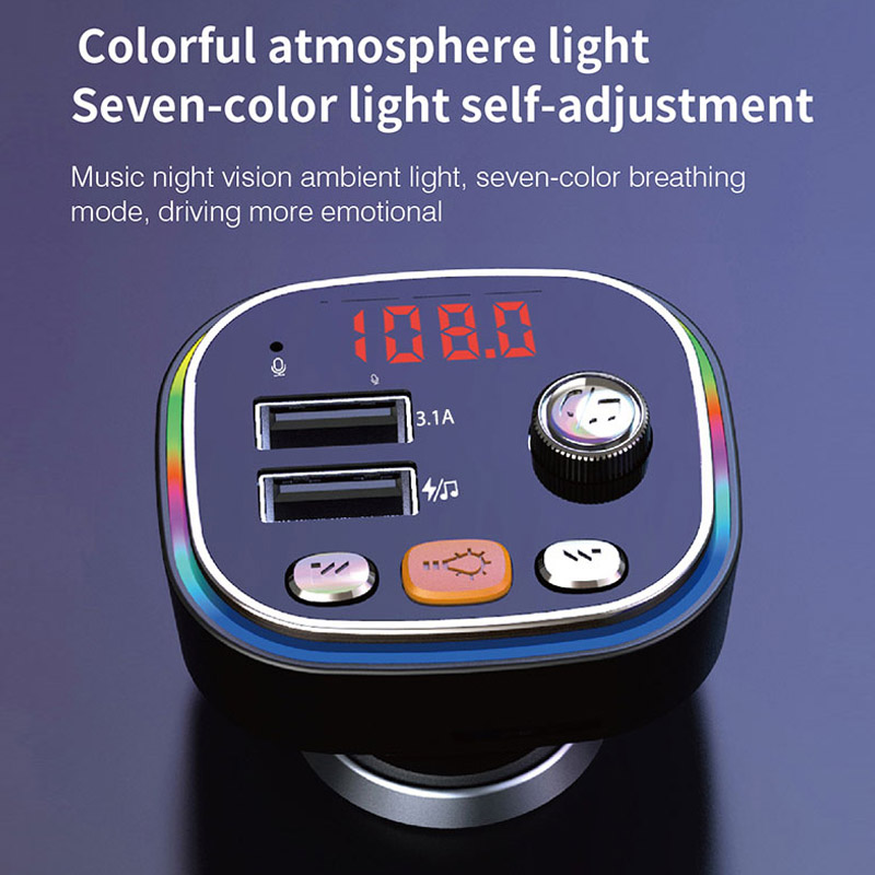 FM Transmitter Car MP3 Player 3.1A Fast Charging USB Car Charger Handsfree Bluetooth-compatible 5.0 Car Kit FM Modulator